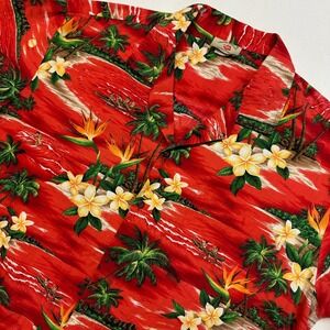 Hawaii Station Men's XXL Red Tropical Paradise Aloha Shirt Made in Hawaii